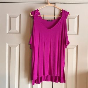 Cold shoulder purple top